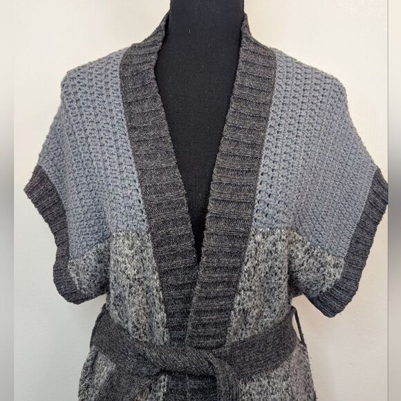 Theory Dena Gray Minimalist Quiet Luxury Cozycore Knit Cardigan Alpaca Sweater L - Picture 2 of 9